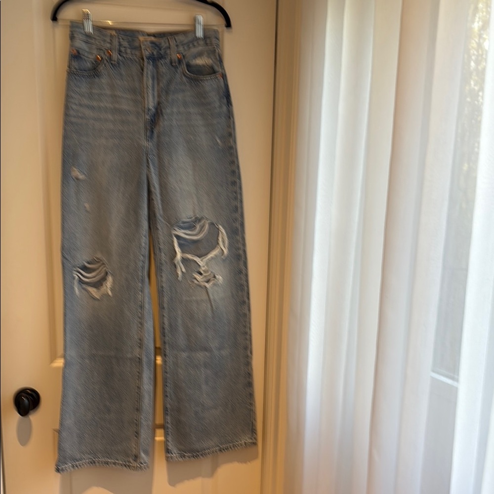 LEVI’S Distressed Ribcage Wide Leg Jeans